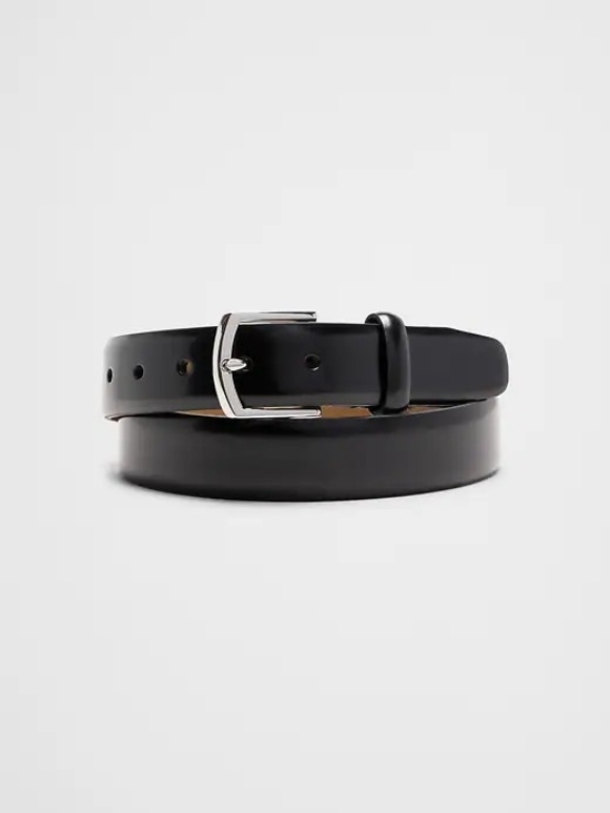 Other - Classic Black Leather Men's Belt with Silver Buckle
